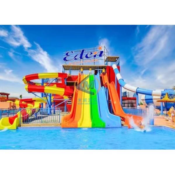 Customized Height Water Park Slide Outdoor Water Slides Colorful