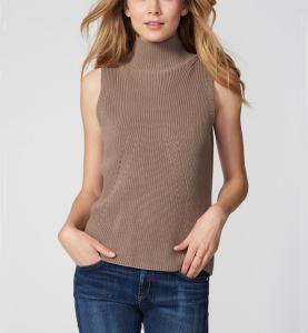 Wholesale Cutaway Sleeveless Knit Pullover Sweater Merino Wool Material Thin For Female from china suppliers