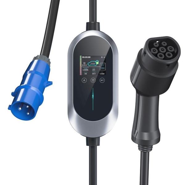 8-40A Current Wallbox Electric Car Charger with Emergency Button and 5m Cable