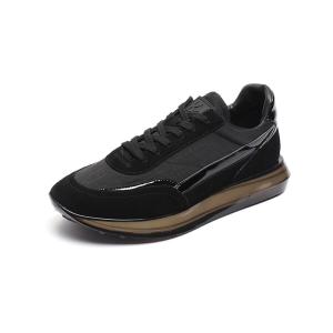 Wholesale ODM Black Euro 39 Size Mens Leather Sneakers Anti Skid Lace Up from china suppliers