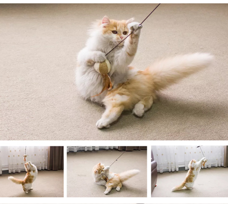 M Size Cat Teaser Wand Cute Wood Cat Feather Wand OEM ODM Cat Teaser Stick