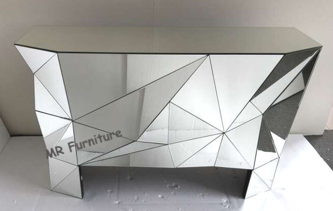 Durable Mirrored Makeup Table , 2 Drawers Silver Glass Mirror Dressing Table