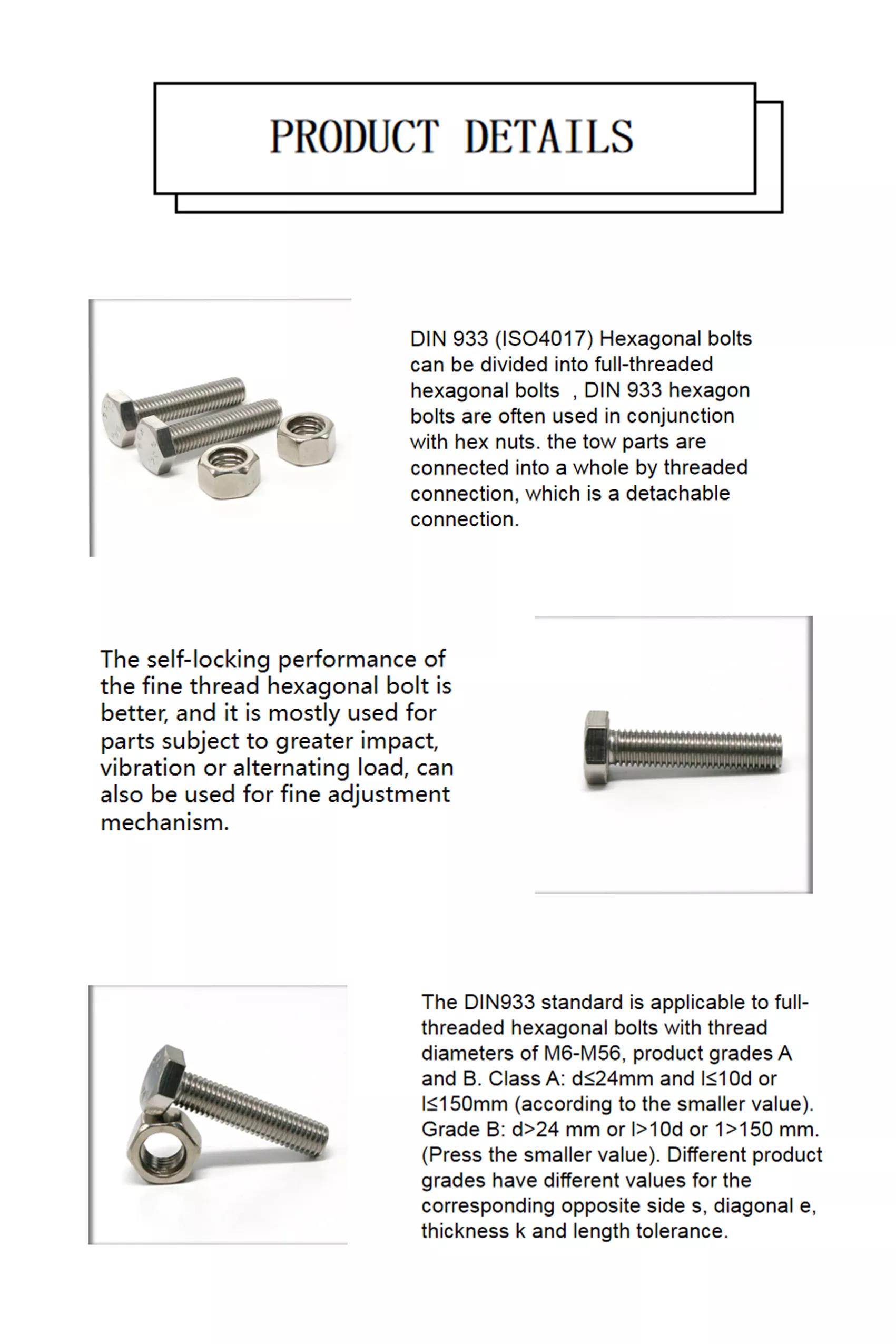 Metric Measurement System M6-M36 M10 Black Hex Bolt Nut Washer DIN933 8.8 12.9 Grade BLUE DYED Finish for Manufacturing
