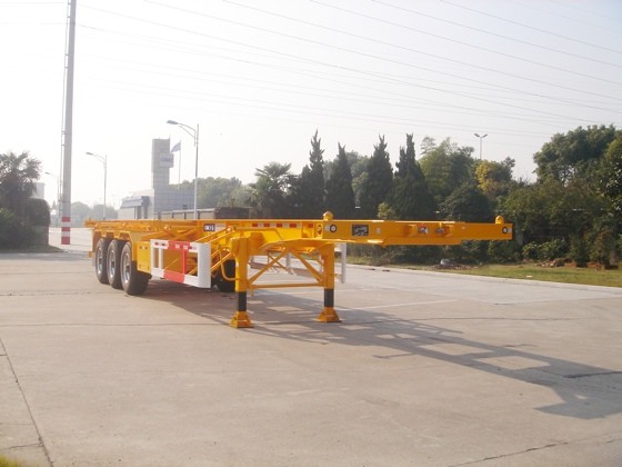 Yellow Semi Commercial Flatbed Trailer , 40 Ton Flatbed Tractor Trailer
