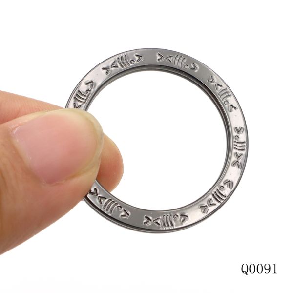 Gunmetal Custom Split Key Ring 25mm Flat Stamping Logo Keychain O Ring