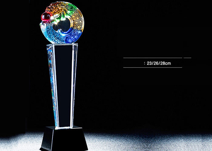Personalized Crystal Trophy Cup , Sand Blasting Crystal Glass Awards