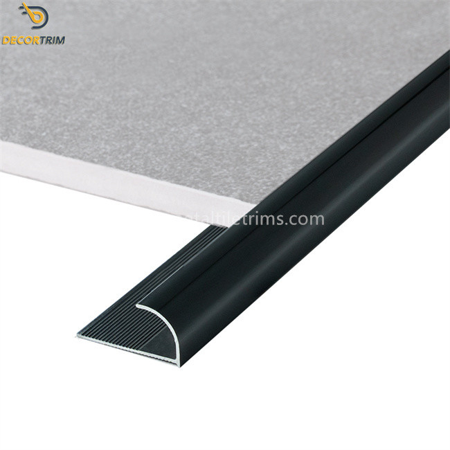 10mm Anodized Matt Black Metal Tile Edging Strip Protective Ceramic Edge