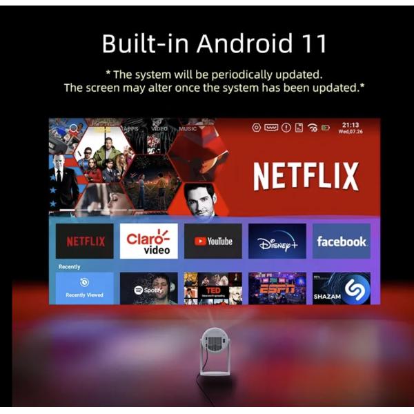 2025 Upgraded J1 Dark Gray Freestyle Projector 1080P 4K Smart Mini Projector With Android 11.0 1+16G