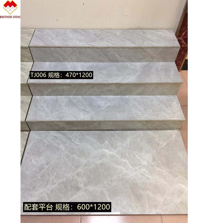 Modern Design Glazed Polished Porcelain Stair Tiles Prices Stone Imitation Texture
