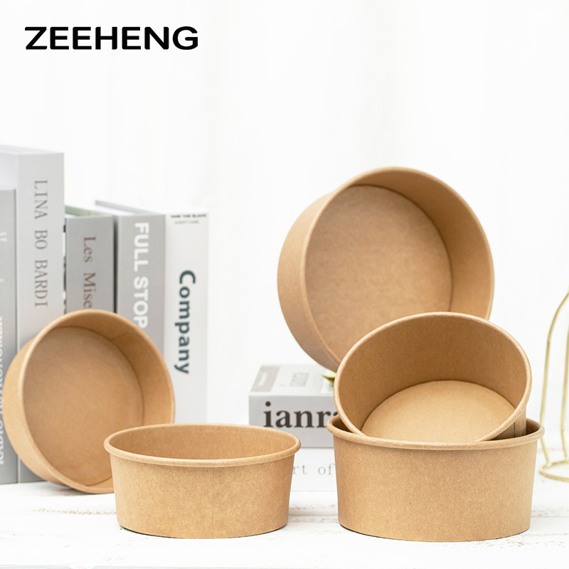 ZEEHENG Round Kraft Cardboard Salad Bowl 1500 ml 184x161x66 cm
