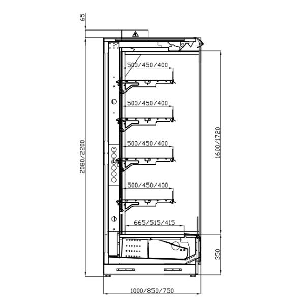 Open Air Refrigerated Display Cases With Fruit And Vegetable Display Shelves