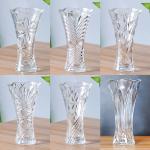 Thickened Wall Crystal Glass Vase , 10 Inch Tall Diamond Cut Glass Vase