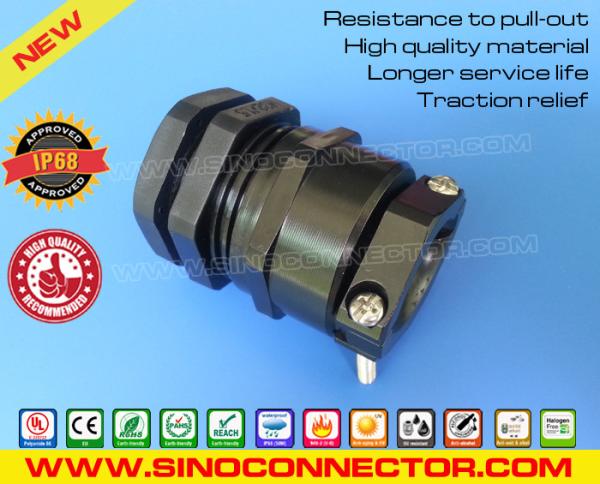 IP68 Nylon Plastic Black PG Cable Glands PG9-PG48 with Traction Relief (Strain