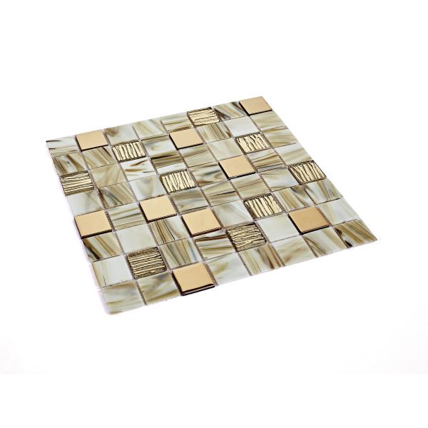 Yellow Grade AAA and Eco-friendly 304x304mm Interior Wall Glass Mosaics For Creative Decoration and Hotel