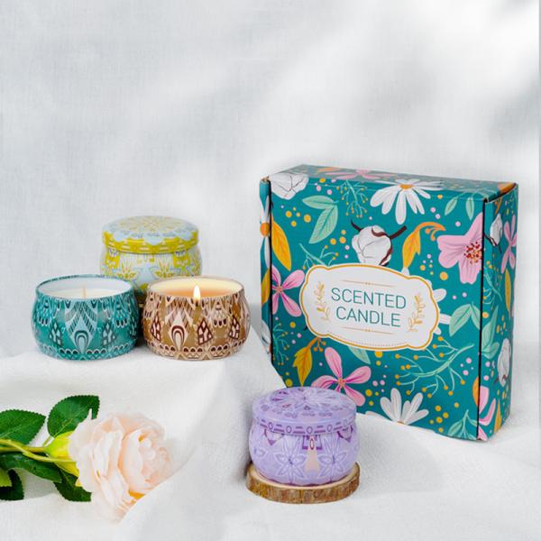 4 Different Fragrance Candle Tin Scented Candle For Customized Festival