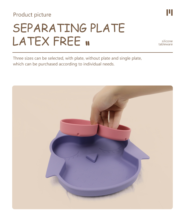 Owl Shape Silicone Baby Suction Plate Non Toxic BPA Free With Pantone Color