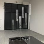 Crystal Decorative Wedding Candle Holder High Glass Tube Single Silver Metal 43"