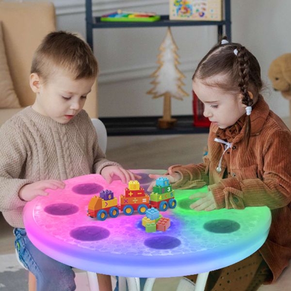 Interactive LED Sensory Light Desk with Touch-Responsive Light and Eye Protection LED for Kids - Durable PE Plastic Study Table