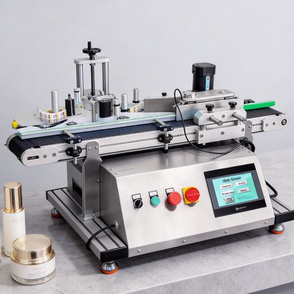 SUS304 Small Plastic Water Bottle Label Printer Machine Printing Applicator Tabletop