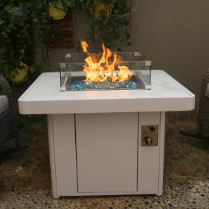Wholesale Outdoor Square Stone Propane Fire Pit With 10&quot; Stainless Steel Ring Burner from china suppliers