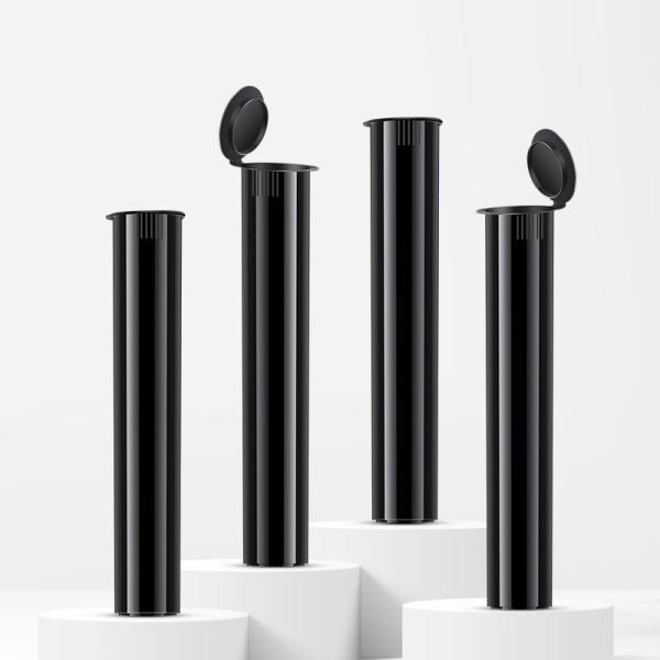 Custom Biodegradable 116mm Black Squeeze Pop Top Pre Roll Child Resistant Tubes
