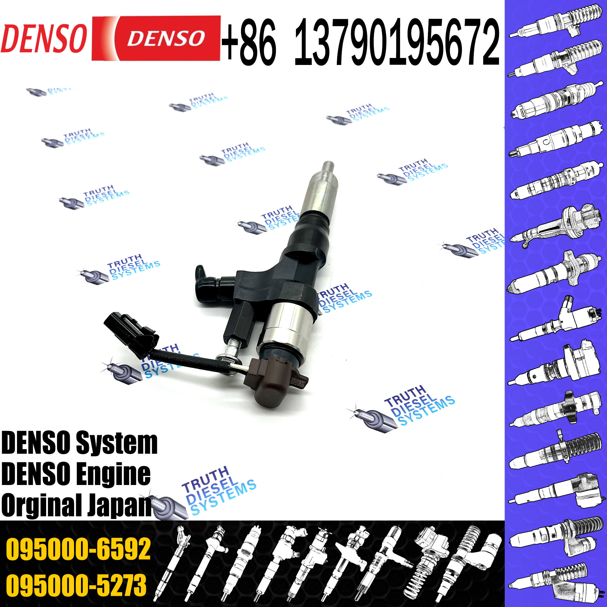 095000-6593 for Hino J08 engine excavator fuel injectors 23670-E0010 095000-6592