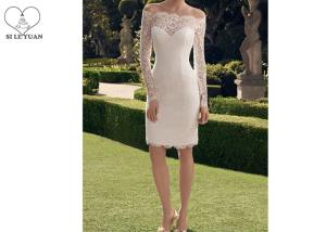 Wholesale Zipper Back Style Lace Short Dresses For Wedding / Off Shoulder Long Sleeve Sexy Mermaid Dress from china suppliers