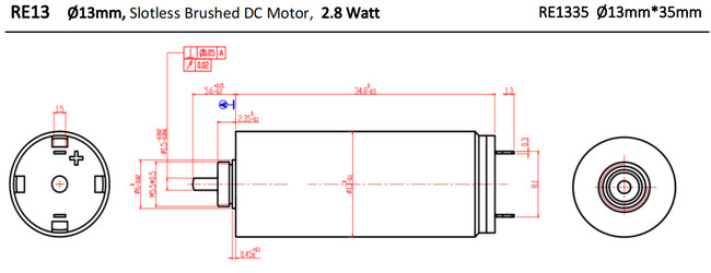 13mm brush dc motors coreless type