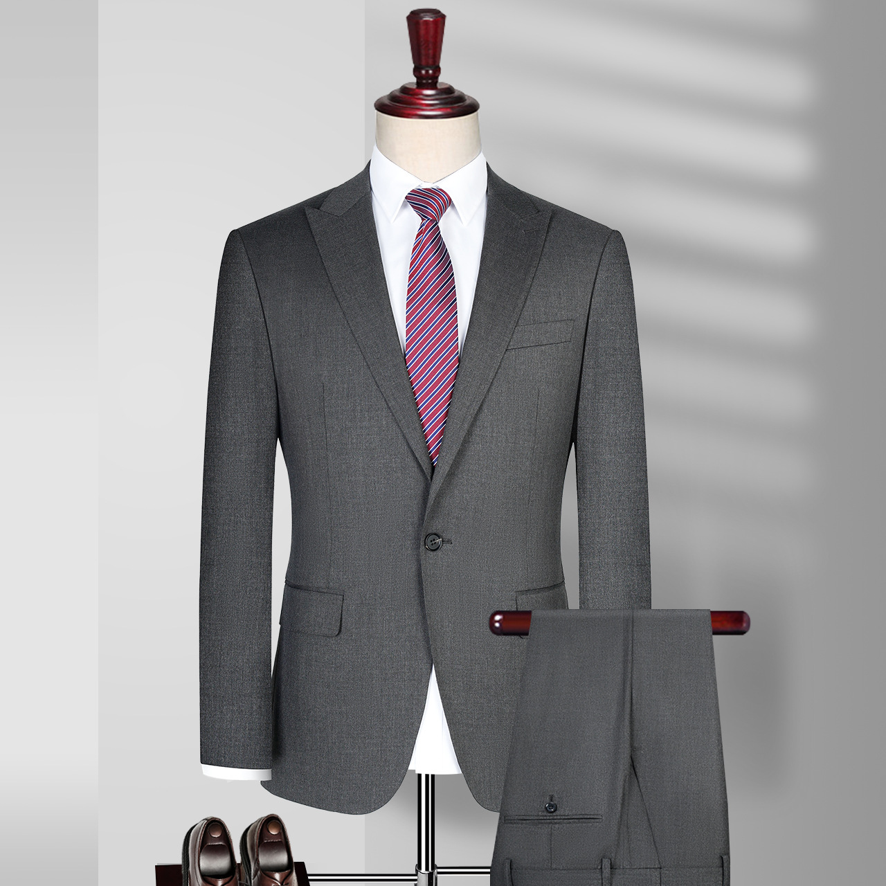 Front Style Flat Two-piece Suits in Navy Blue for Men's Casual and Formal Styles