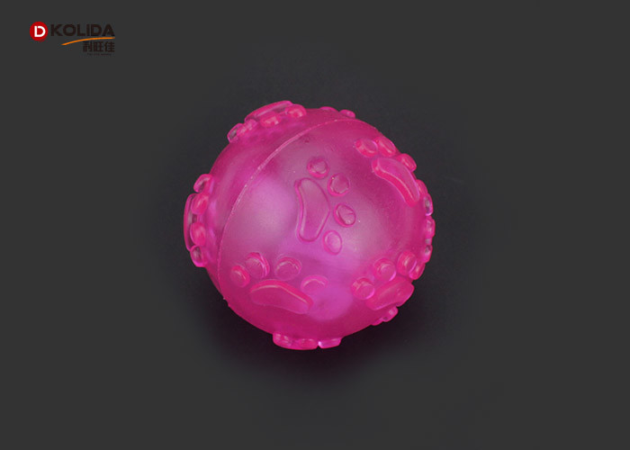 Paw Pattern Light Up Dog Ball Pink / Blue For Indoor / Outdoor Playing