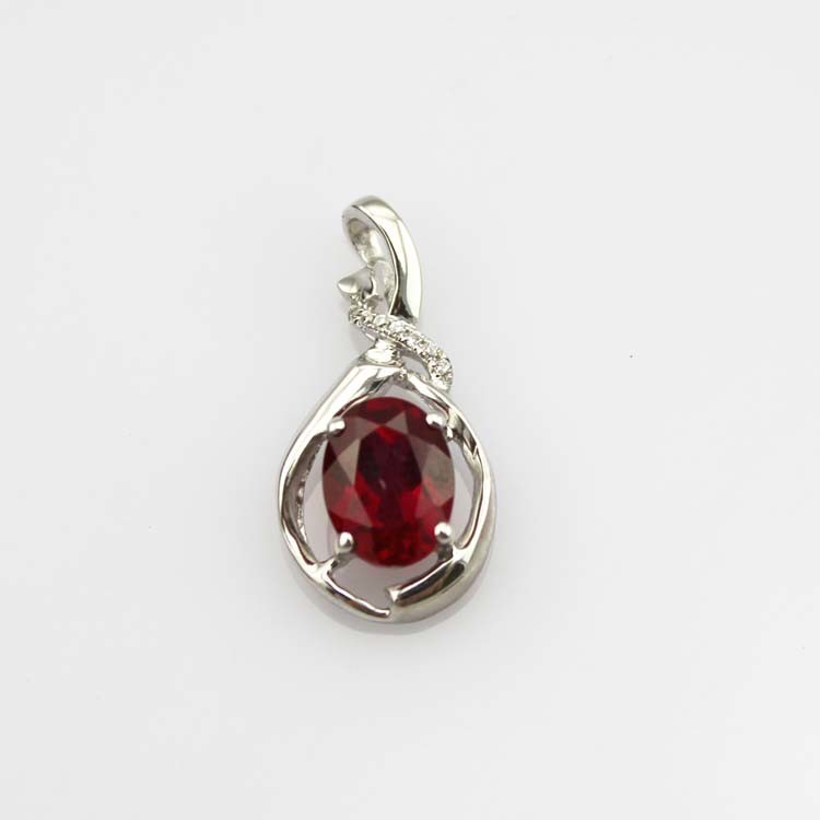 Yellow Gold Plated Silver Oval Yellow Citrine Cubic Zircon Pendant (PSJ0410)