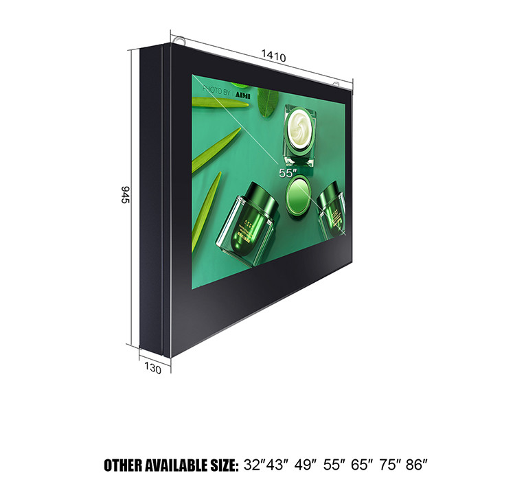 4K FHD IP65 Waterproof Wall Mounted LCD Digital Signage With Capacitive Touch