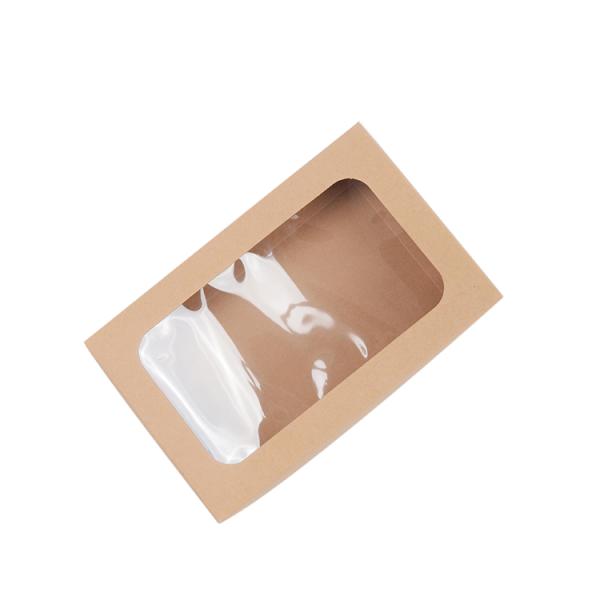 Clear PVC Front Window Cardboard Paper Corrugated Kraft Packing Box with Custom Logo