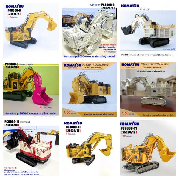 Komatsu PC8000-6 Mining Backhoe Excavator Scale Model White Collector'S Edition Die Cast No. 25026