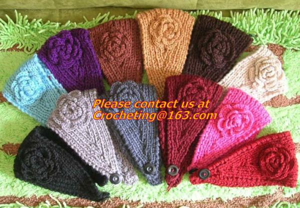 Women knitted headband with flower,crochet headband- Handmade tenia, Hair