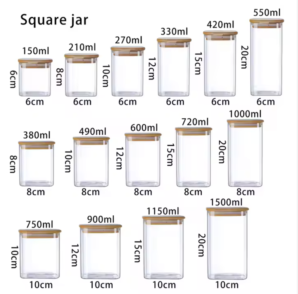 Transparent High Borosilicate Glass Kitchen Storage Bottle Jar Dustproof Large Capacity