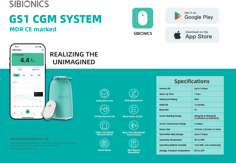 Portable Home Continuous Glucose Monitor Painless Blood Collection With Small Bluetooth Transmission
