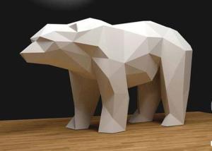 Wholesale White Painted 120cm Length Stainless Steel Bear Sculpture from china suppliers