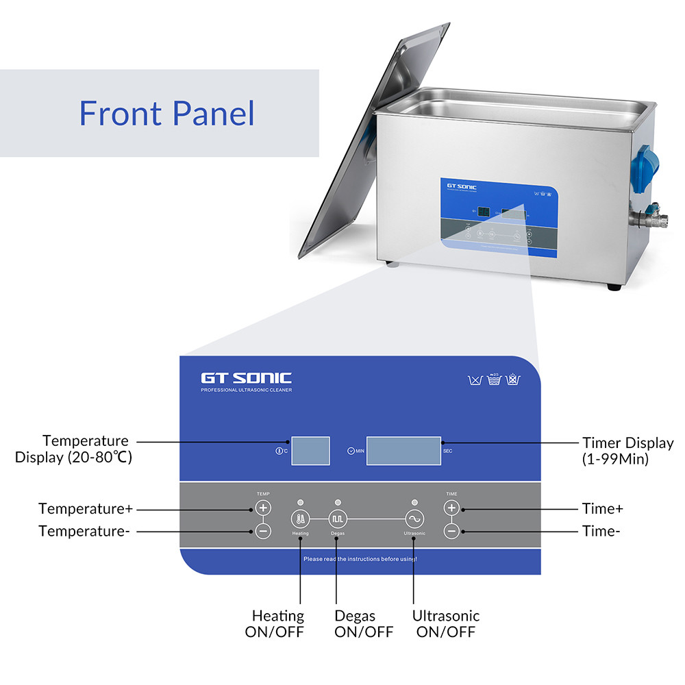 27L SUS304 40kHz Digital Ultrasonic Wave Cleaner With Heater Degas Timer