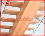 Solid Wood Staircase VK68S Wooden Handrail Tread Beech ,Railing tempered glass,