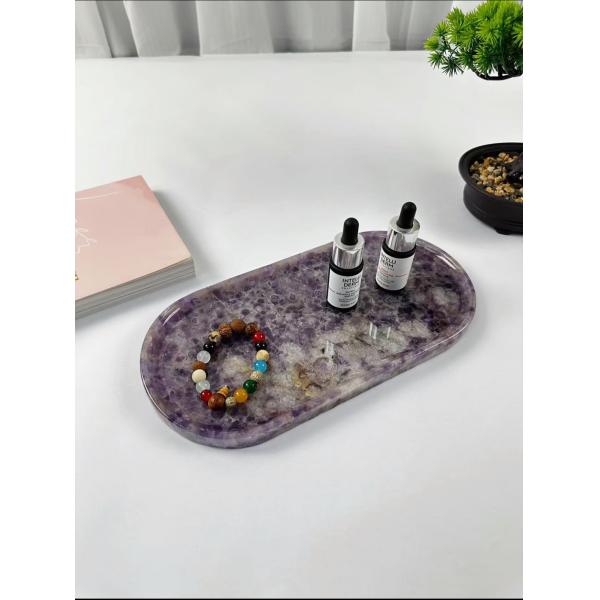 Brazil Amethyst Marble Tray Versatile Marble Table Tray Sturdy Easy To Clean