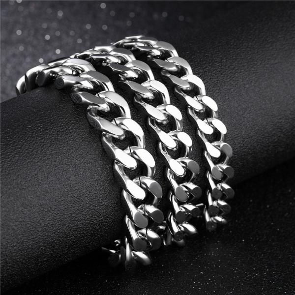 Jewelry Stainless Steel Silver/Black/Gold Plated Cuban Link Bracelet Men