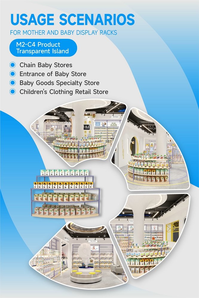 M2-C4 Robust Structure Transparent Display Island For Promotion In Maternity & Baby Store