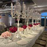 New White 13 Arms Candelabra Tall Wedding Table Decoration Crystal Wedding
