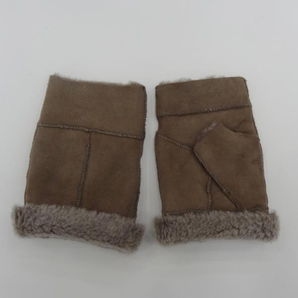 New style fashion winter leather half finger lamb fur fingerless gloves