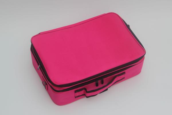 Oxford Beauty Bag With Double Zipper Fabric Makeup Train Case For Artist Rose