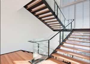Wholesale CFoshan Steel Structure Straight Flight Staircase , Durable Double Beam Design from china suppliers