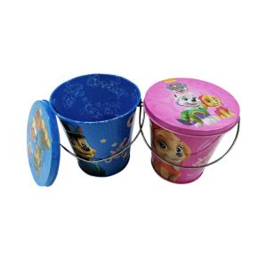 Wholesale Mini Embossed Christmas Tin Pail Buckets With Lid And Handle Candy Holiday Packaging from china suppliers