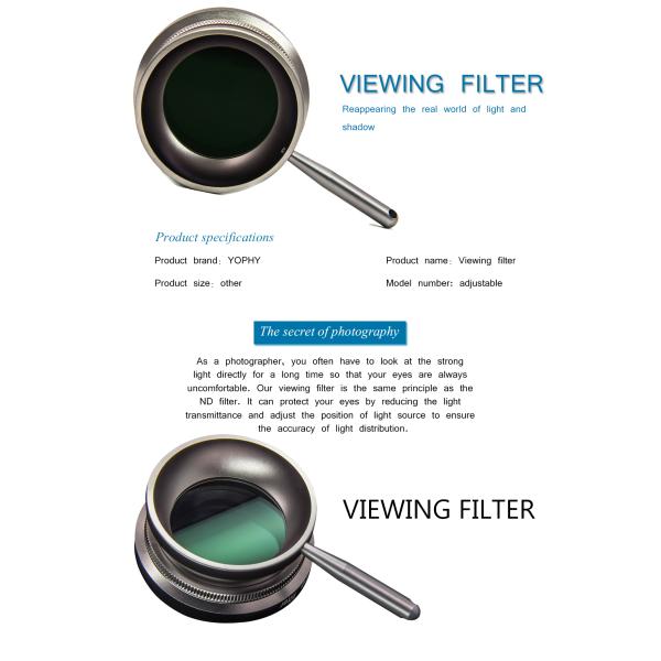 Optical Glass Viewing HD Variable Nd Filter Photography For Viewing Light