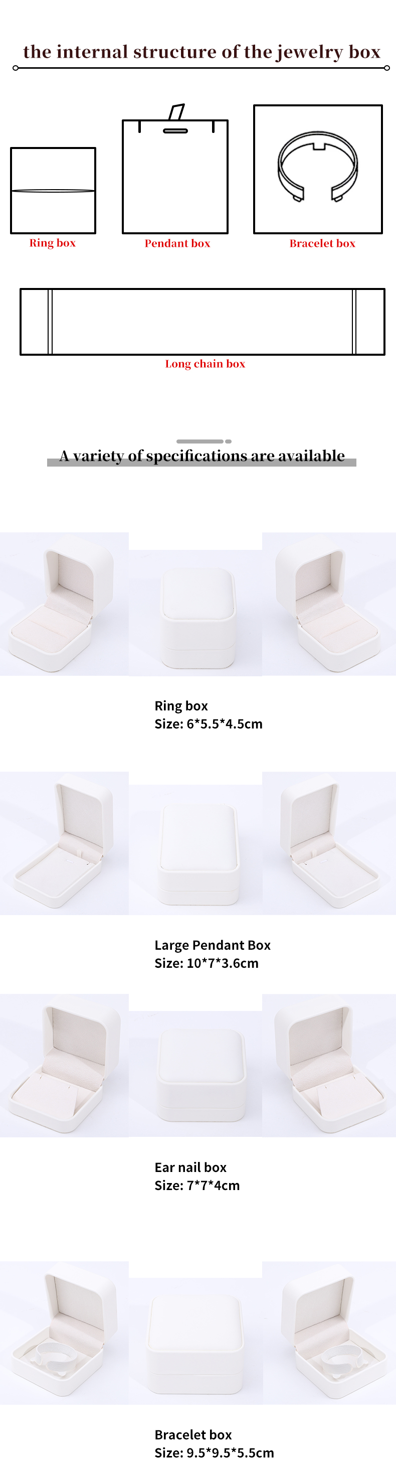 Multi-Color Convex-Roof PU Leather Jewelry Storage Box Package for Ring Pendant